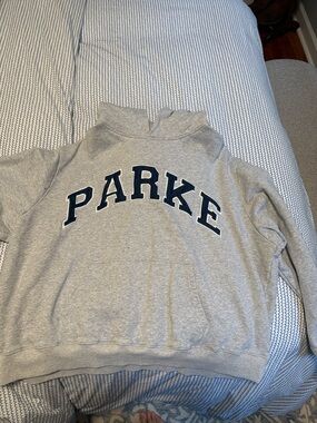 Parke Light Gray Hoodie with Navy Logo
